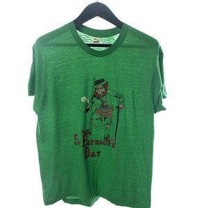 Creepy Leprechaun '87 L Green  T-shirt Vintage USA St. Patrick's